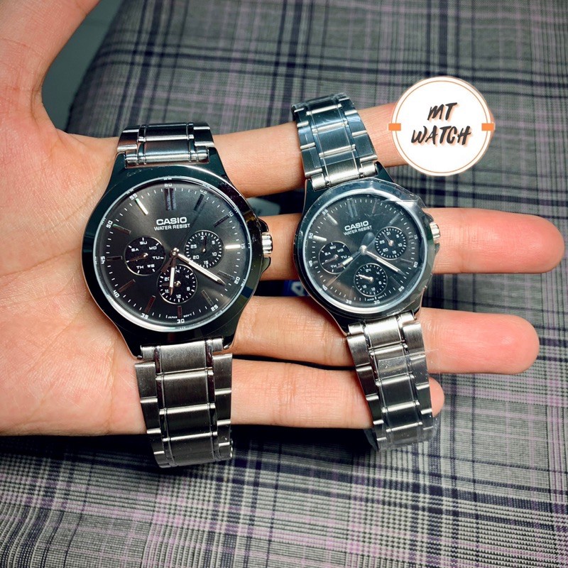 Đồng hồ cặp đôi nam nữ CASIO MTP-V300 và LTP-V300, đồng hồ 3 kim 3 mặt số chống nước, pin 3 năm