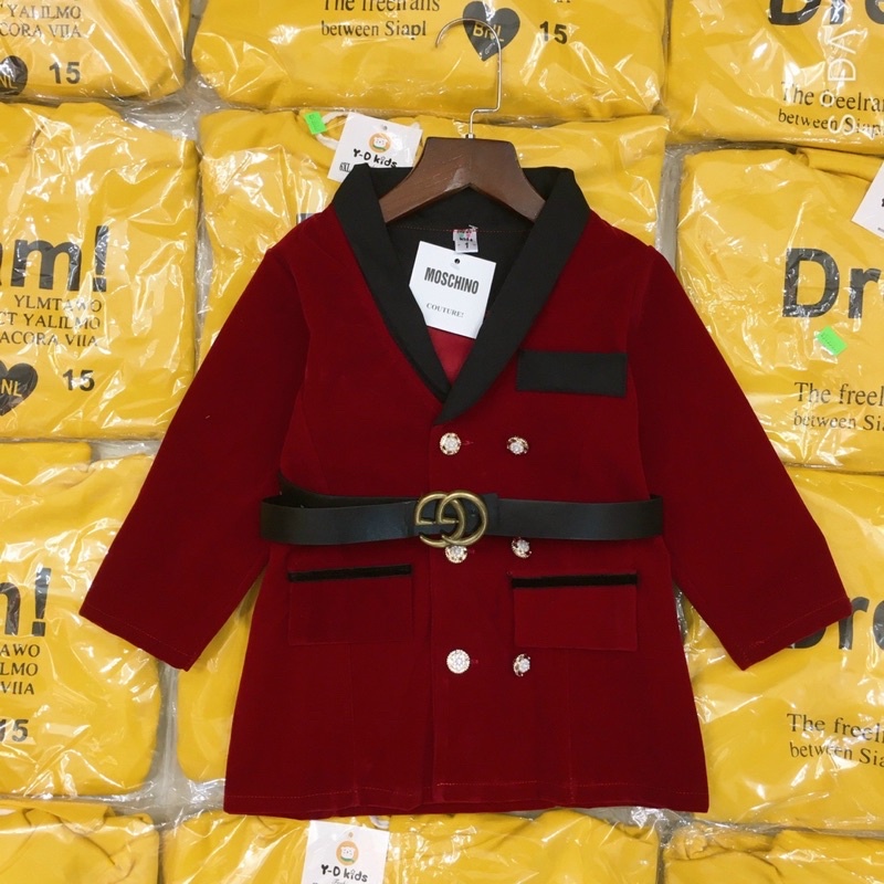 Vest nhung kèm đai cho bé gái