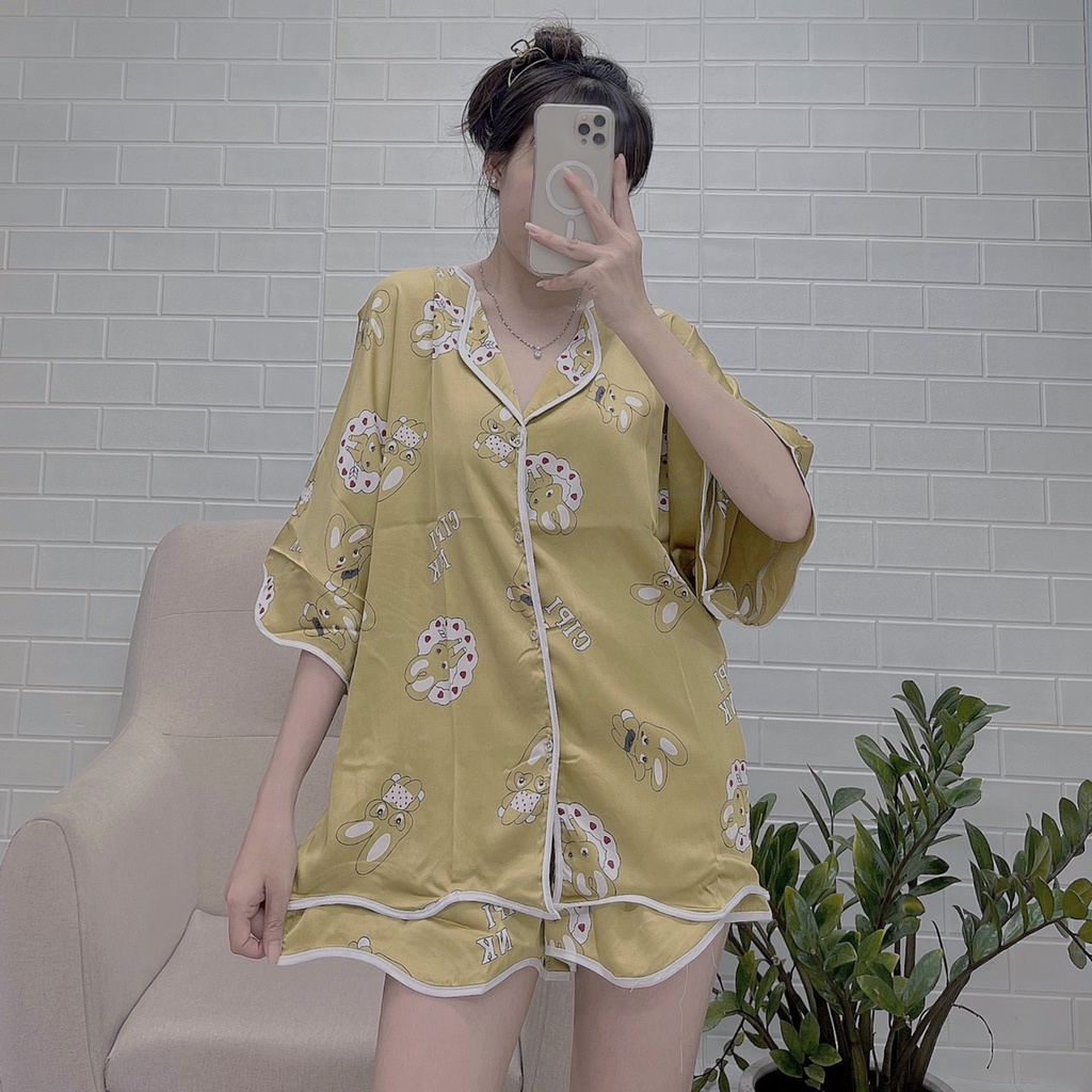 sét đồ bộ pijama nữ đùi mặc nhà siêu thoải mái siêu dể thương hot chất liệu lụa mango latin satin lụa xịn cao cấp giá rẻ