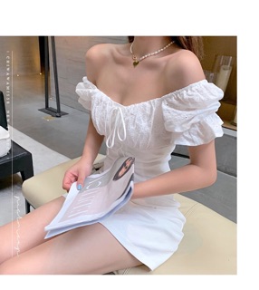 ĐẦM BẸT VAI TRẮNG ĐAN DÂY EO