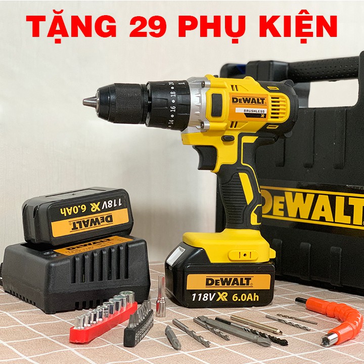 Máy khoan có búa dùng pin DEWALT 118V - PIN chuẩn 10 Cell - Khoan tường, bắt vit, siết bulong,..