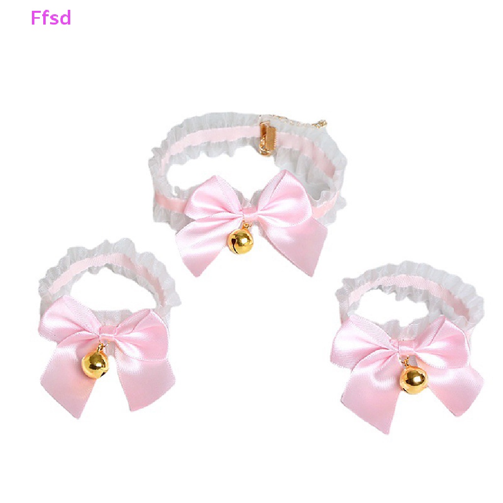 {Ffsd} Bộ Vòng Đeo Cổ / Vòng Tay / Băng Đô Tai Mèo Phối Ren Nơ Hóa Trang Lolita Cho Bé Gái