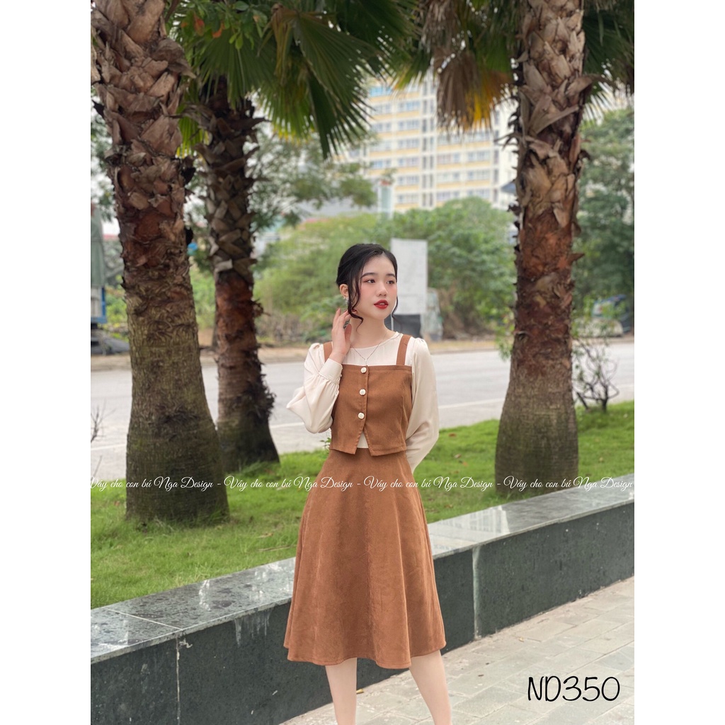V23 Nga Design Váy nhung cho con ti khóa dọc siêu tiện