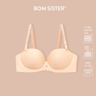 Áo Lót Mút Mỏng Cúp Ngang Su Đúc Caro Không Gọng Siêu Nâng BOM SISTER A9960