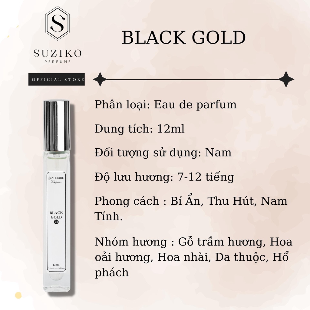 Nước hoa nam Suziko Black Gold dạng lăn. Nước hoa mini nam tính, gợi cảm, thu hút 10ml