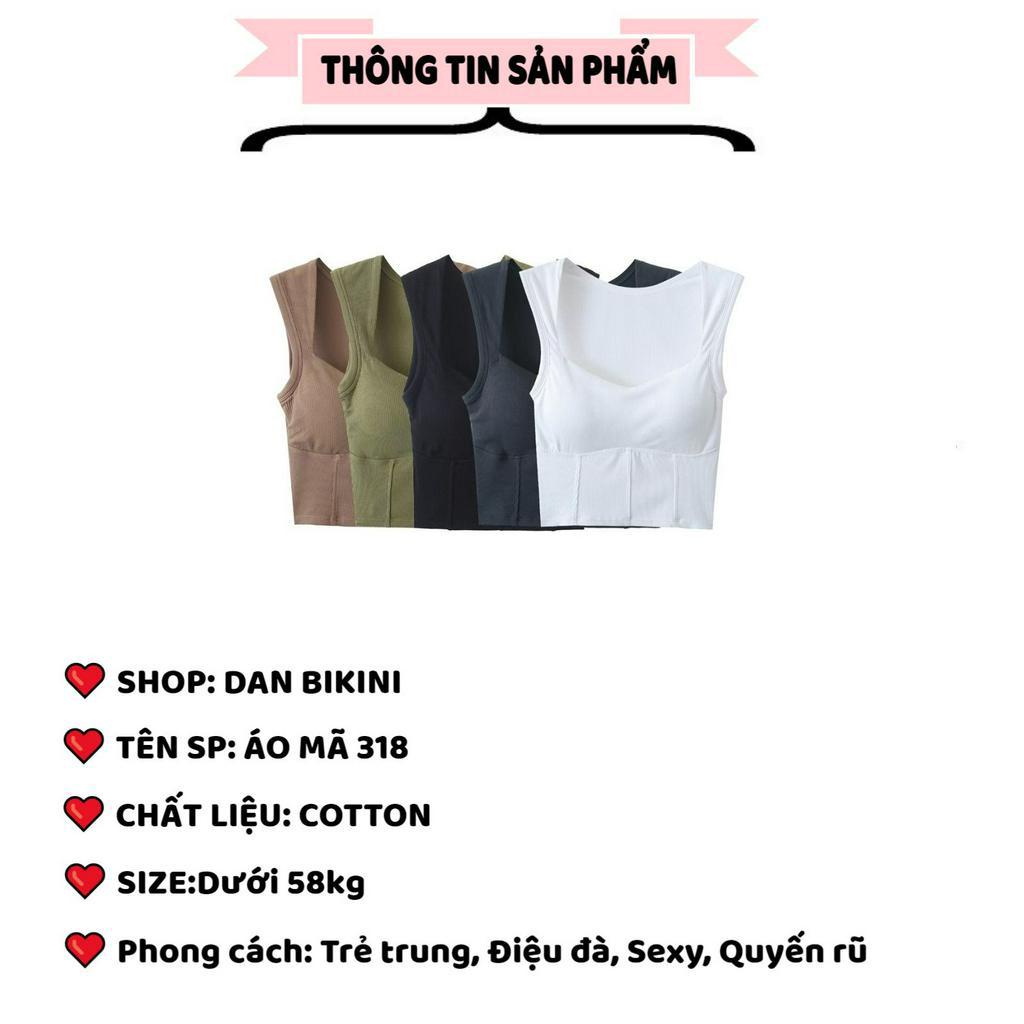 Áo Bra Nữ Cotton Thiết Kế 2 Quai To cổ vuông không gọng mêm mại MÃ 318