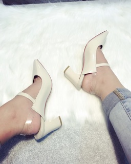 Giày sandal gót vuông 5p chất da bóng mềm