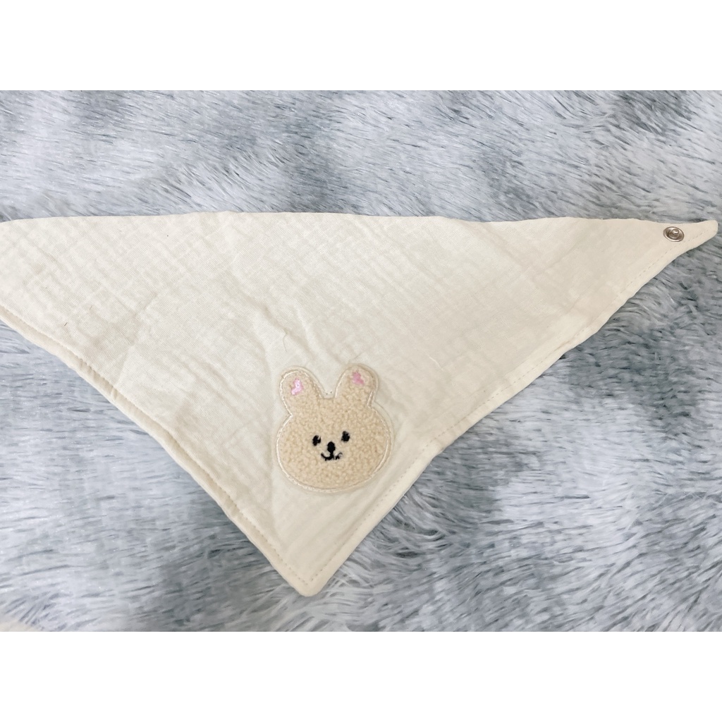 Khăn yếm xô Organic Muslin Tree hoạ tiết Gấu/ thỏ Hàn quốc, khăn cúc bấm cho bé từ sơ sinh