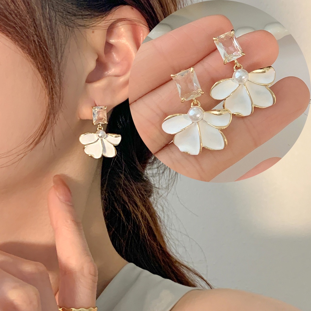 Bông Tai Hình Hoa Đính Đá Zircon Phong Cách Hàn Quốc Sang Trọng Thời Trang 2022