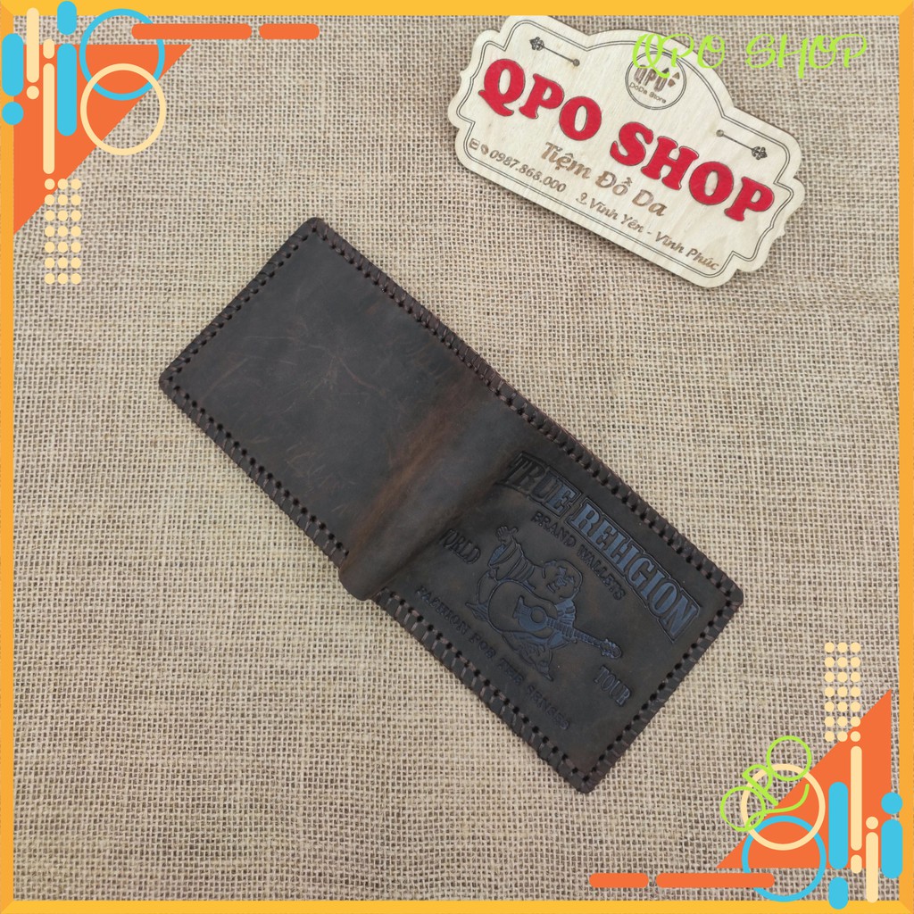 Ví da bò sáp ngựa điên- khâu viền- dập logo siêu chất- bảo hành da 12 tháng
