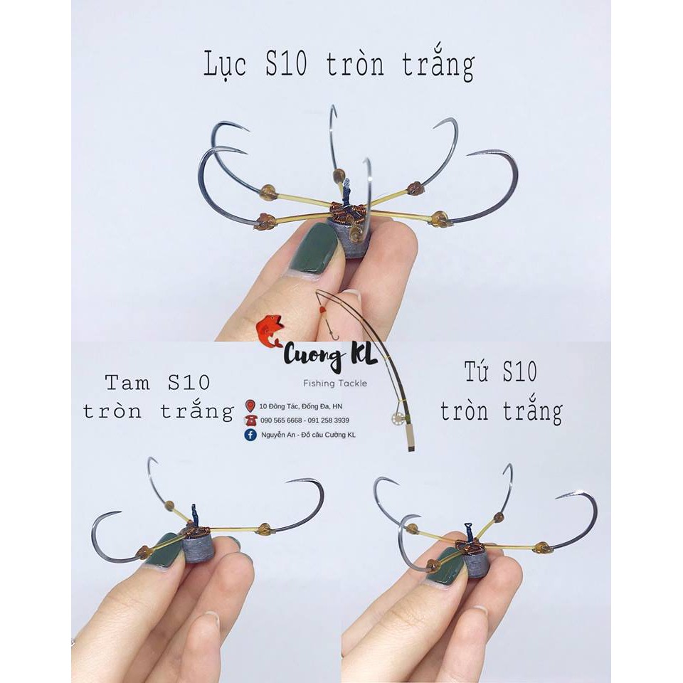 Lưỡi câu dáng tròn thép trắng cỡ 10 ( tam, tứ, lục)