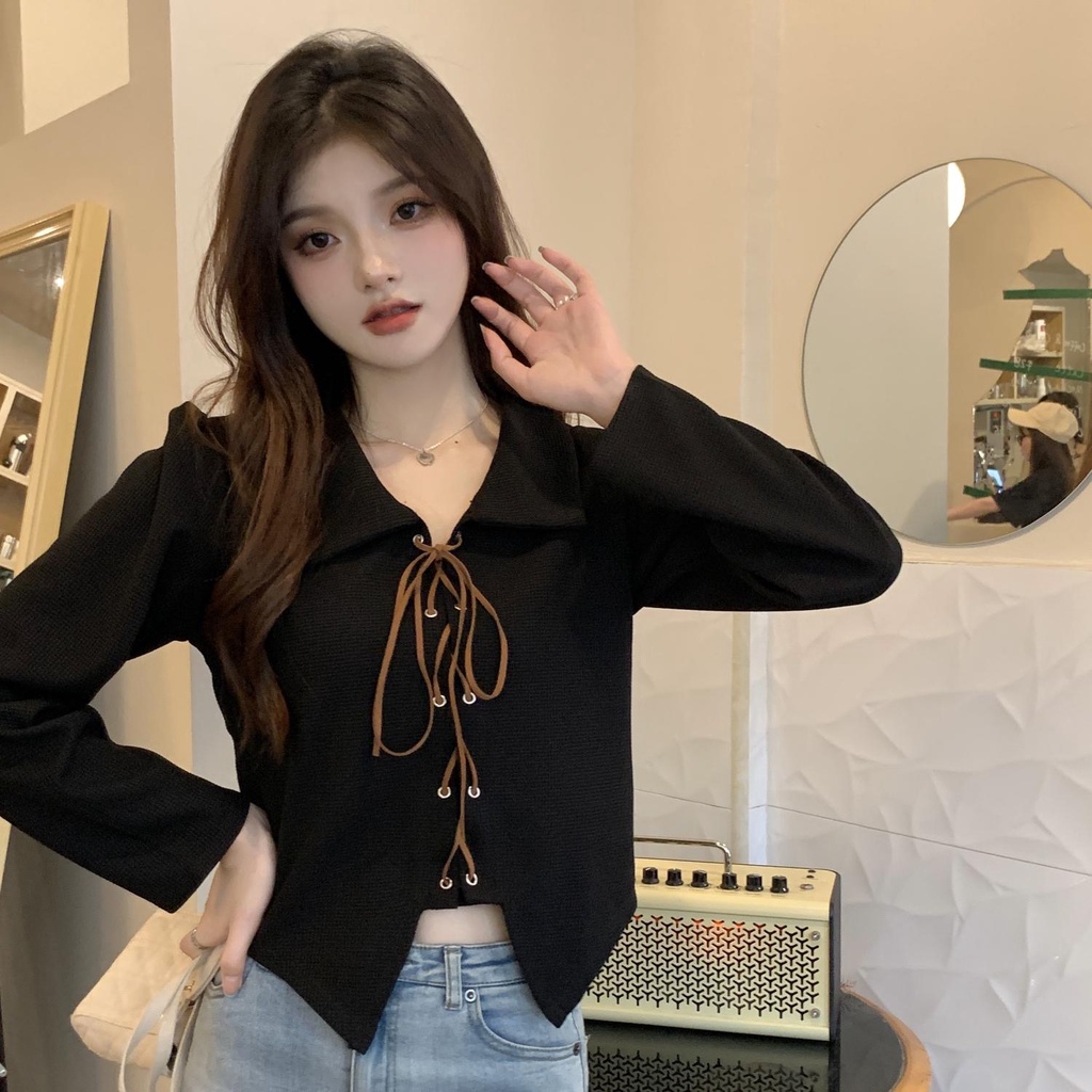 Áo Thun polo Dài Tay Thời Trang Hàn Quốc Cho Nữ