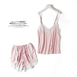 (Gom order) Bộ ngủ 2 dây lụa pha ren