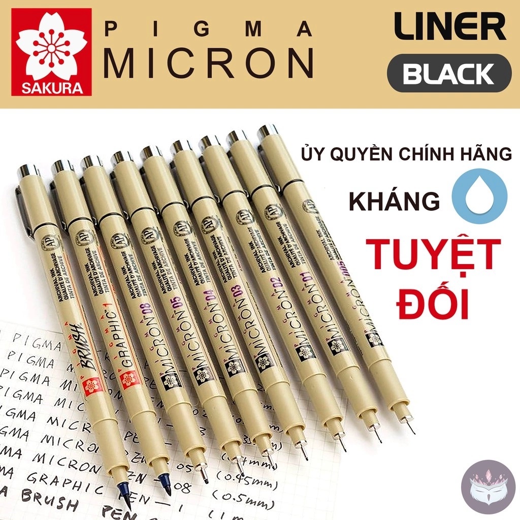 Bút line đen đi nét chuyên nghiệp SAKURA PIGMA MICRON kháng nước tuyệt đối (Hàng chính hãng) - Giao hỏa tốc