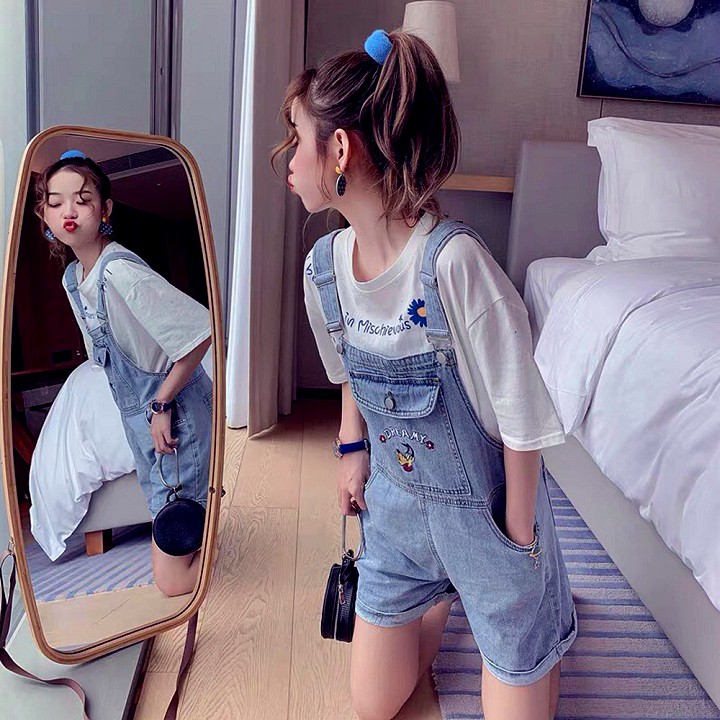 [HÀNG XỊN_CÓ TẶNG QUÀ] Quần yếm jean ngắn nữ Dream vải dày, phong cách Hàn Quốc YS12 tặng kèm quà trị giá 20k
