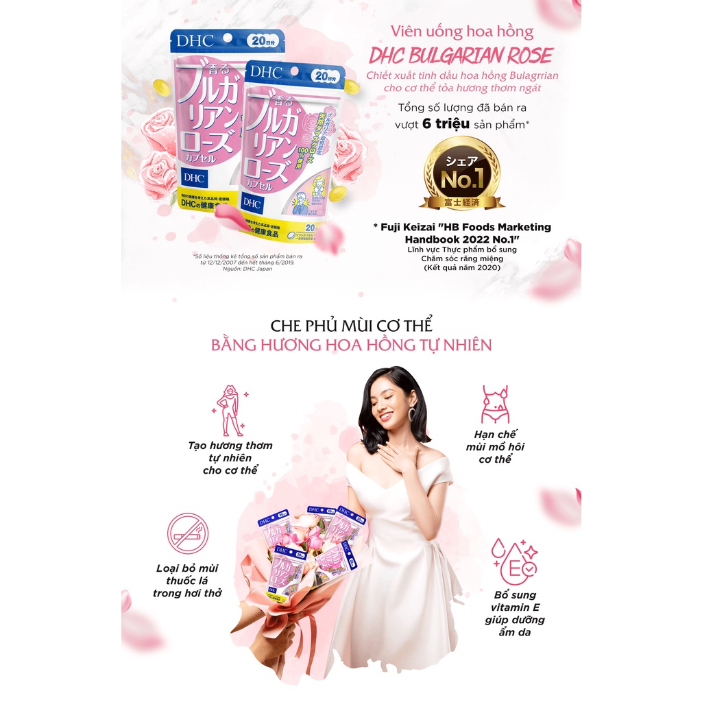 Viên Uống Thơm Cơ Thể Hoa Hồng DHC Bulgarian Rose Capsule