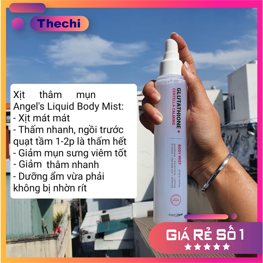 Xịt giảm mụn lưng, dưỡng trắng cơ thể Angel's Liquid Glutathione Plus Centella Calming Body Mist 150ml | BigBuy360 - bigbuy360.vn