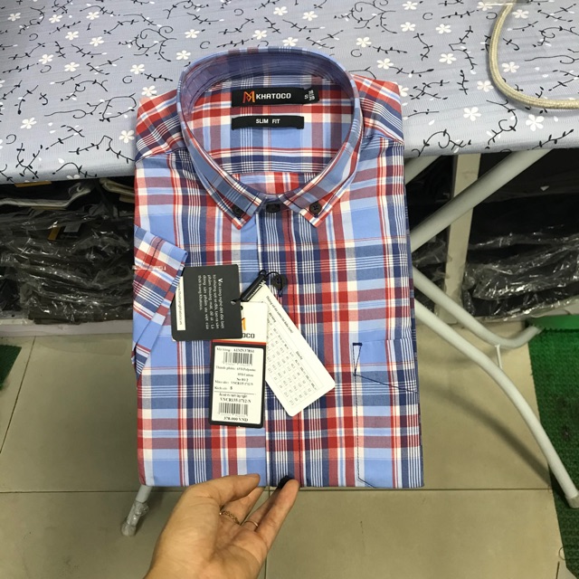 Áo somi ngắn tay khatoco size S/39 phom slim fit ôm ( 45- 53kg)