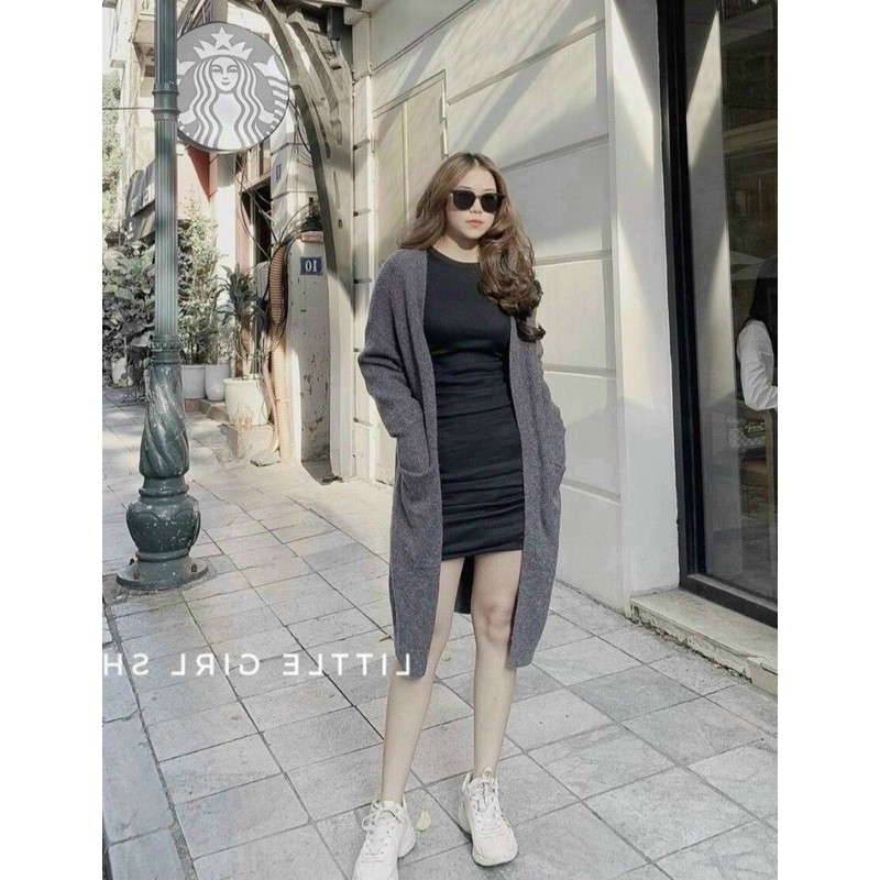 set đầm body kèm khoác cardigan