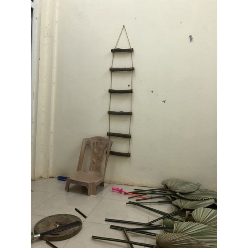 Thang dây gỗ lát decor trang trí