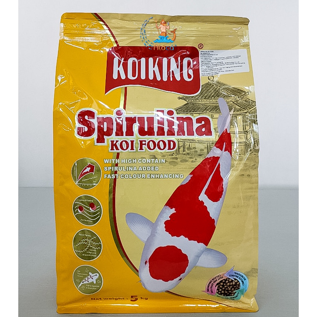 5Kg Thức ăn cá KoiKing Spirulina cao cấp siêu tăng trưởng, tăng màu, tăng cường miễn dịch cỡ M, cỡ L độ đạm 38%