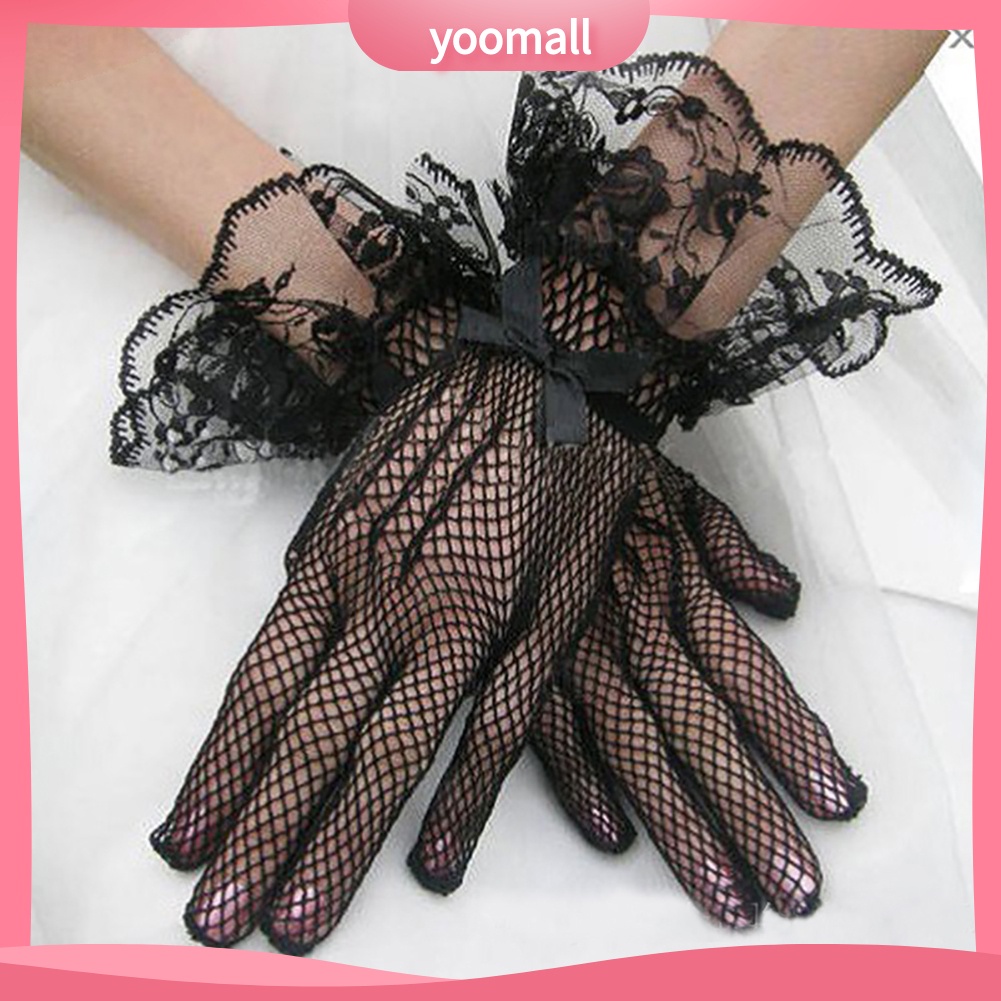 Găng Tay Lưới Ren Nơ Phụ Kiện Cho Cô Dâu