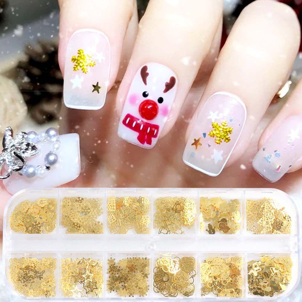 JARRED Hộp Kim Tuyến Hình Ông Già Noel / Người Tuyết 3D Trang Trí Móng Nghệ Thuật