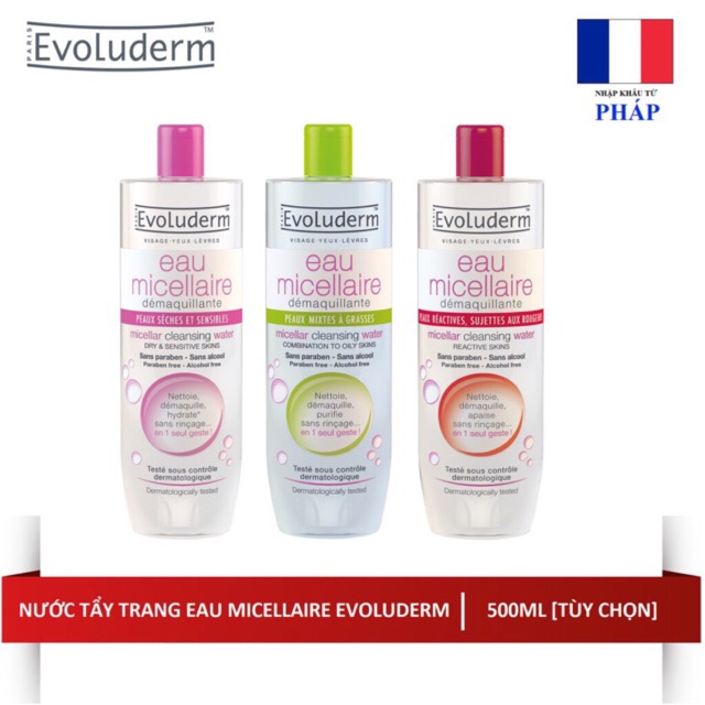 TẨY TRANG EVOLUDERM 250ml/500ml PHÁP