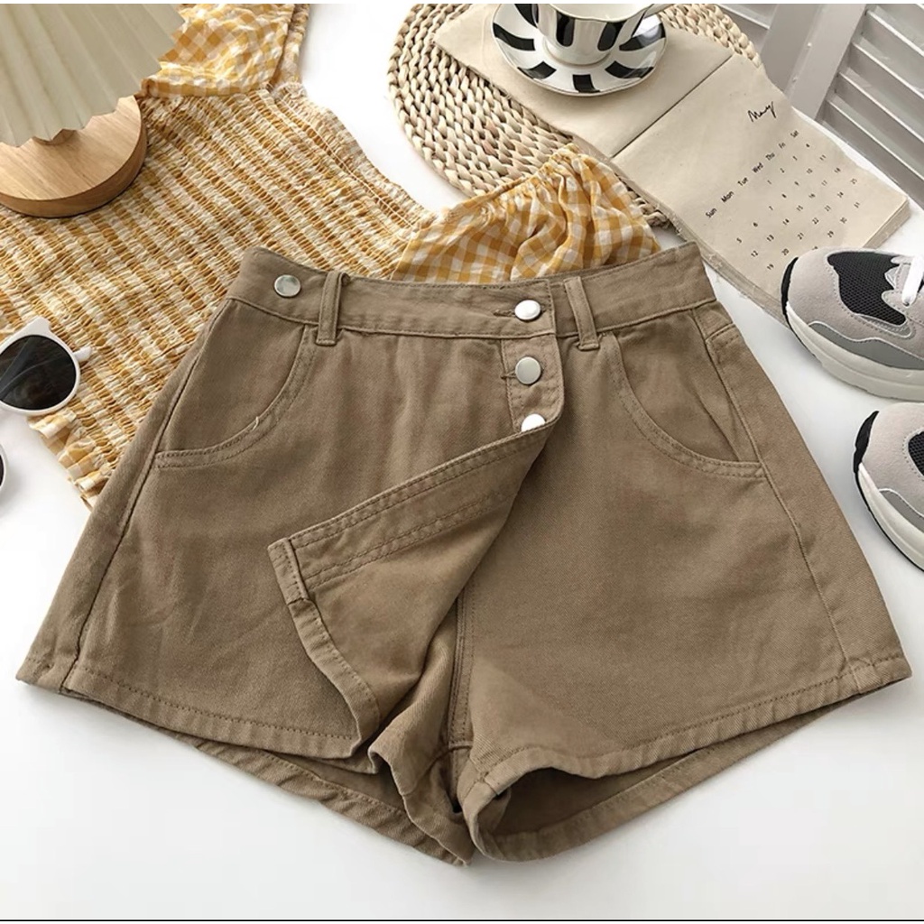 Chân váy thô Vạt lệch 3 khuy hàng Quảng Châu