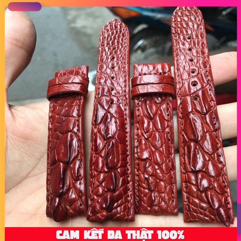 Dây đồng hồ gai tay da cá sấu màu nâu đỏ[DOHA]