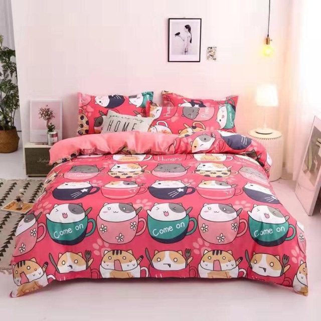 BỘ CHĂN GA POLY MÈO CỐC