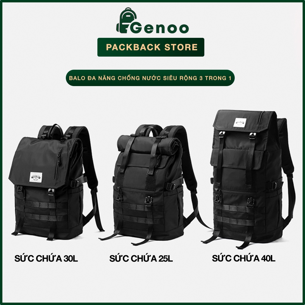 Balo Đa Năng 3 Trong 1 GENBAG Cao Cấp Chống Thấm Nước, Balo Thời Trang Nam Nữ Nhiều Ngăn Tiện Dụng