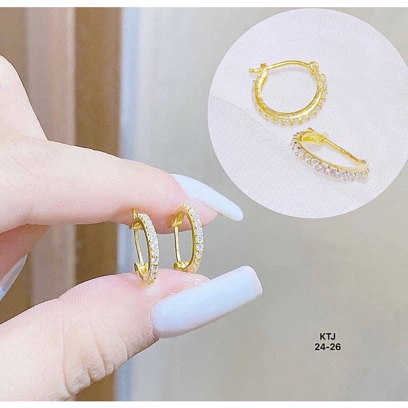 khuyên tai vòng tròn đá nhỏ