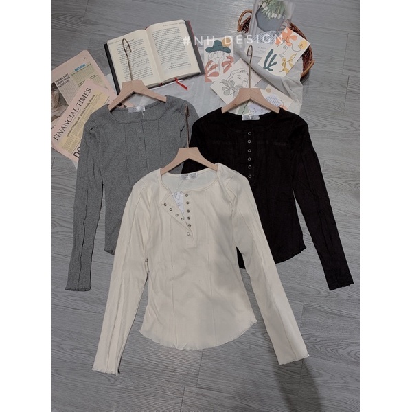 Áo len tăm cổ tròn 6 khuy bấm | BigBuy360 - bigbuy360.vn