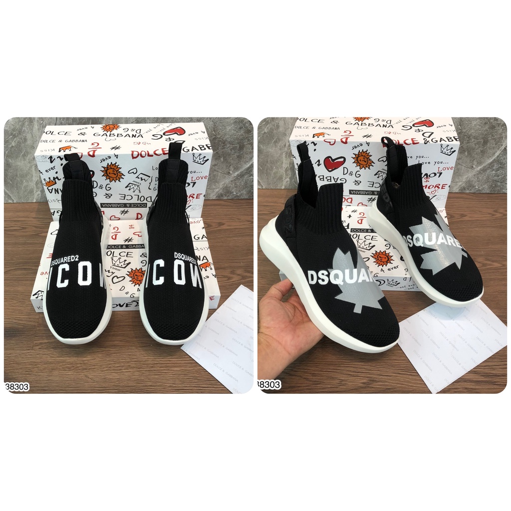 Giày DSQ Cao Cổ Nam Nữ In Hình Siêu Nét - Giày DSQ Nam Độn Đế Cực Xịn