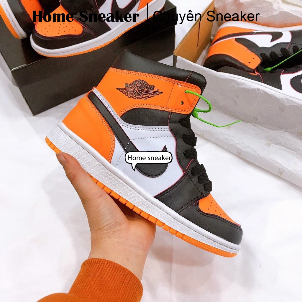 Giày thể thao nữ nam, giày sneaker cao cổ JD1 màu cam đen full box bill size 36-43