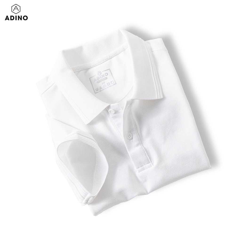 Áo Polo Nữ Trắng Phối Viền Adino Vải Cotton Polyester Mềm Dáng Công Sở Slimfit Hơi Ôm Trẻ Trung Apn03