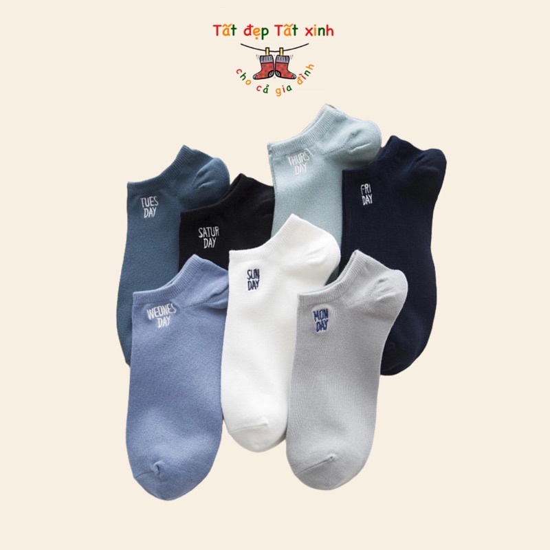 Tất tuần - Vớ nam cổ ngắn - kháng khuẩn khử mùi 1 set 7 đôi