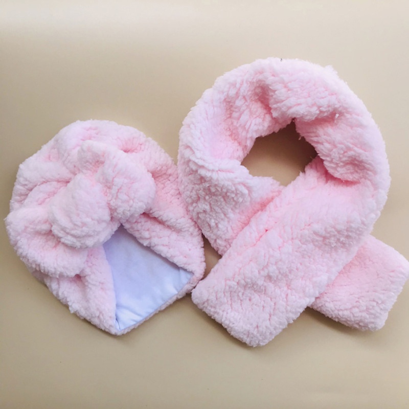 Set 2 Mũ beanie Trùm Đầu Kèm Khăn Choàng Cổ Giữ Ấm Cho Bé
