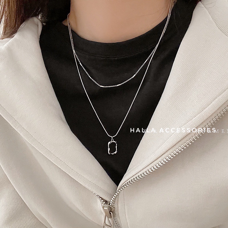 Dây chuyền Vòng cổ Choker TITAN basic chain 2 lớp dây tách biệt HALLA