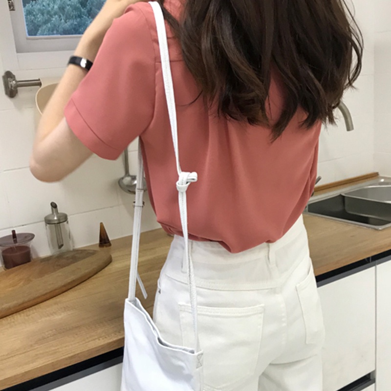 Áo Sơ Mi Tay Ngắn Màu Sắc Retro Cho Nữ