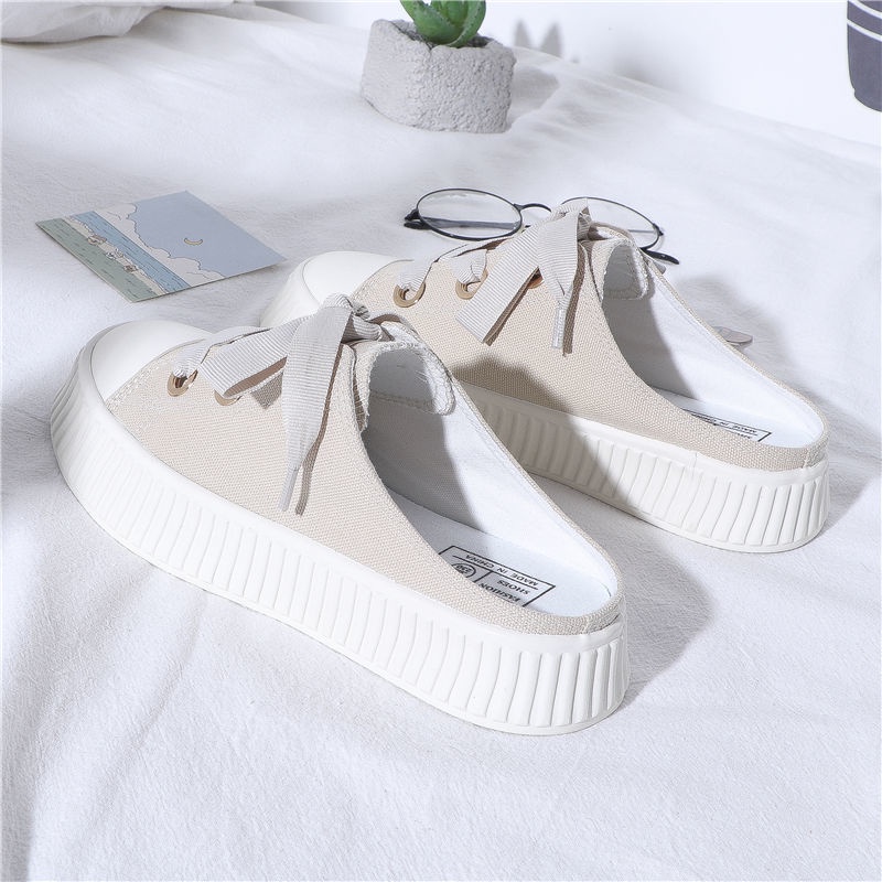 Giày Lười Canvas Không Gót Phong Cách Hàn Quốc Thời Trang Xuân Hè 2021 Cho Nữ