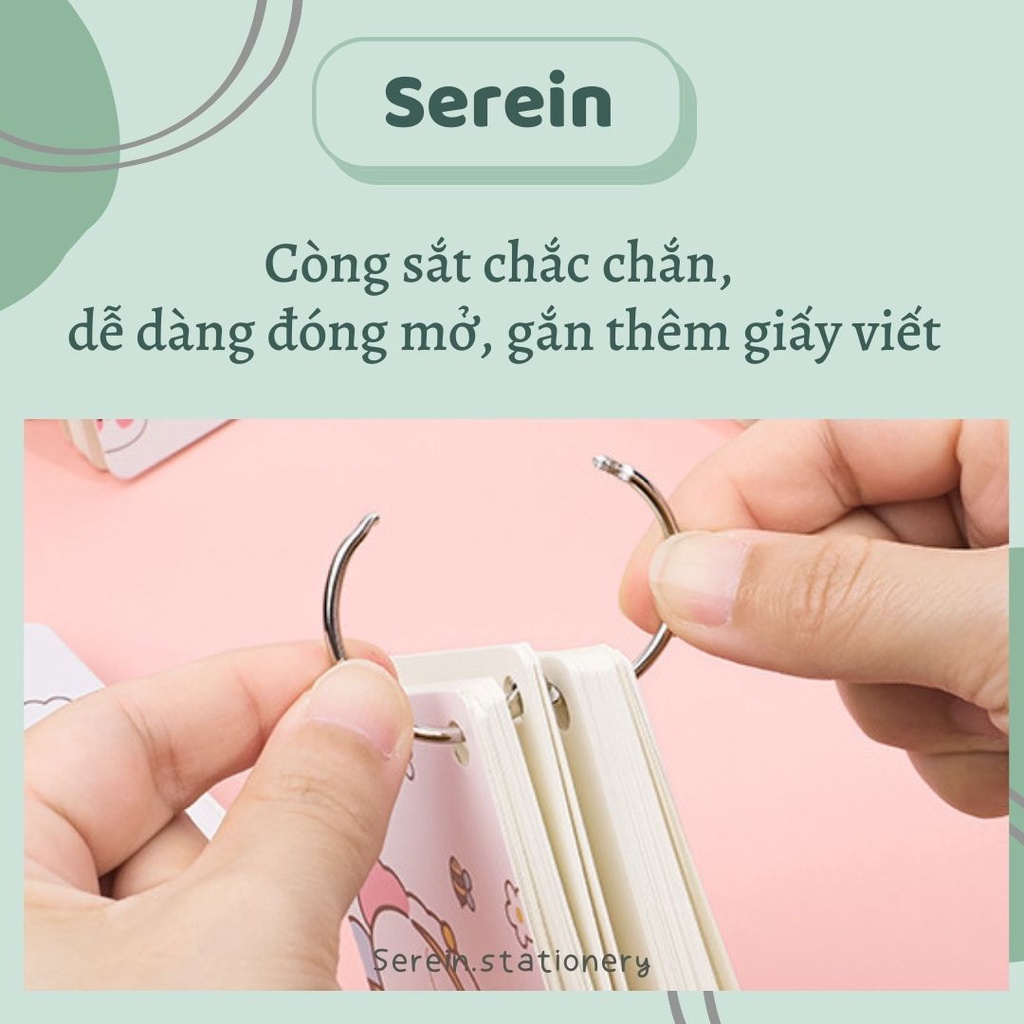 Flashcard 80 tờ thẻ học từ vựng cute SEREIN thẻ flashcard học ngoại ngữ nhiều mẫu văn phòng phẩm phong cách Hàn Quốc
