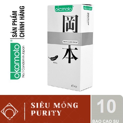 [CHÍNH HÃNG 100%] Bao Cao Su OKAMOTO SKINLESS SKIN PURITY [CHÍNH HÃNG] (10bao) Trắng Tinh Khiết - Nhập Khẩu Nhật Bản