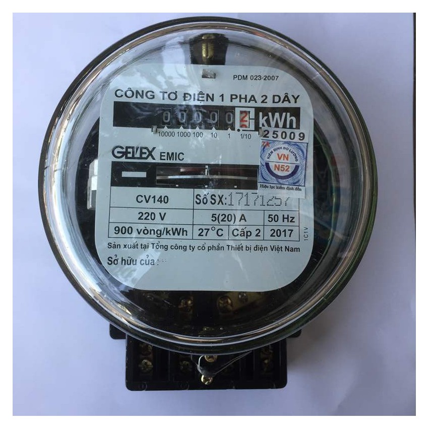 Công tơ, đồng hồ đo điện có kiểm định GELEX EMIC 5(20A)