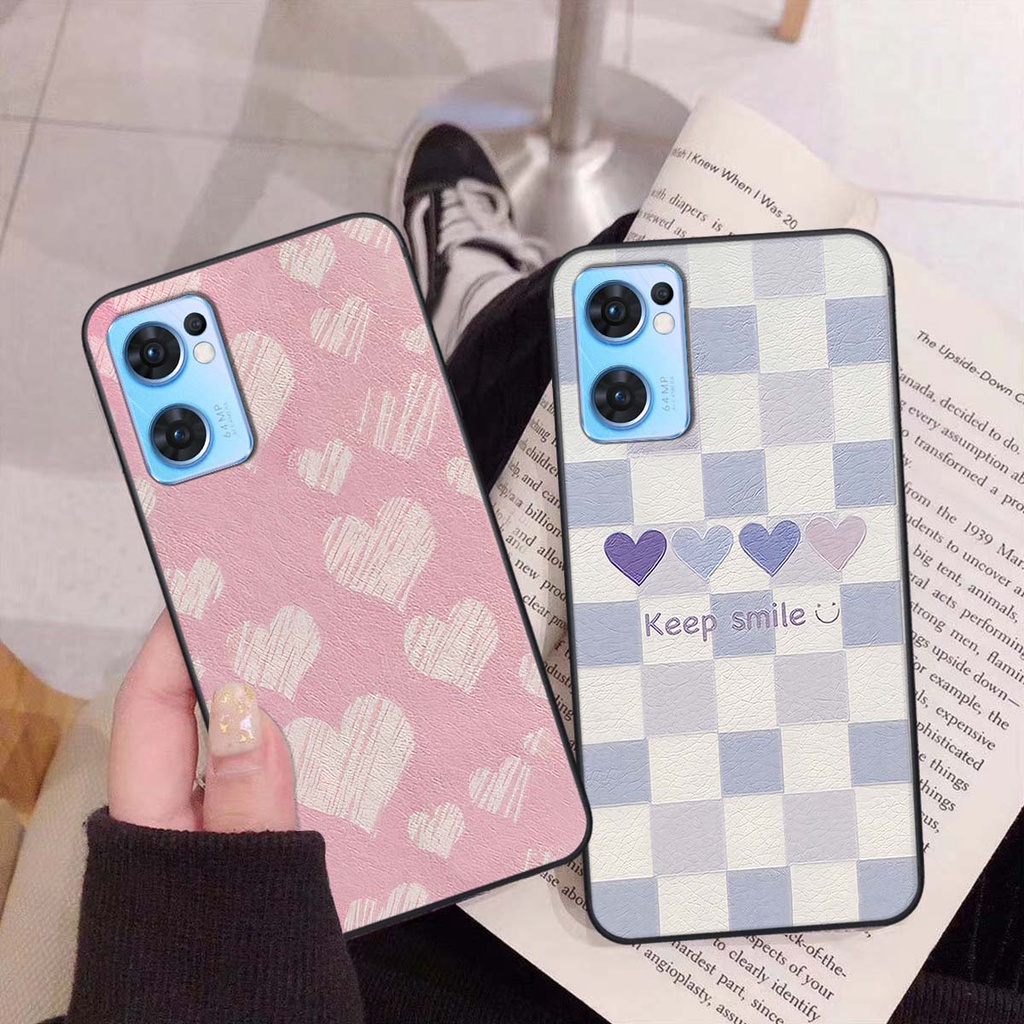 Ốp Oppo Reno7 / Reno7 Z 5G / Reno 7 caro trái tim cá tính, thời trang siêu đẹp, siêu phong cách