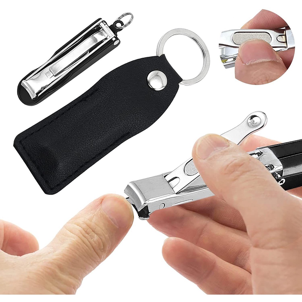 [Hàng mới về] Kẹp cắt móng có thể gấp gọn làm bằng thép không gỉ với bao da mang theo du lịch tiện lợi