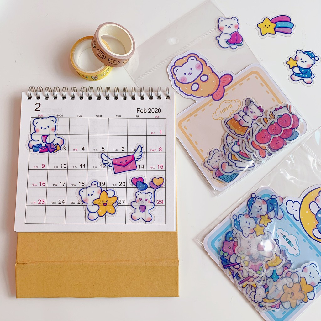 Set Bộ Sticker 40 Hình Dán Gấu Trắng Đáng Yêu