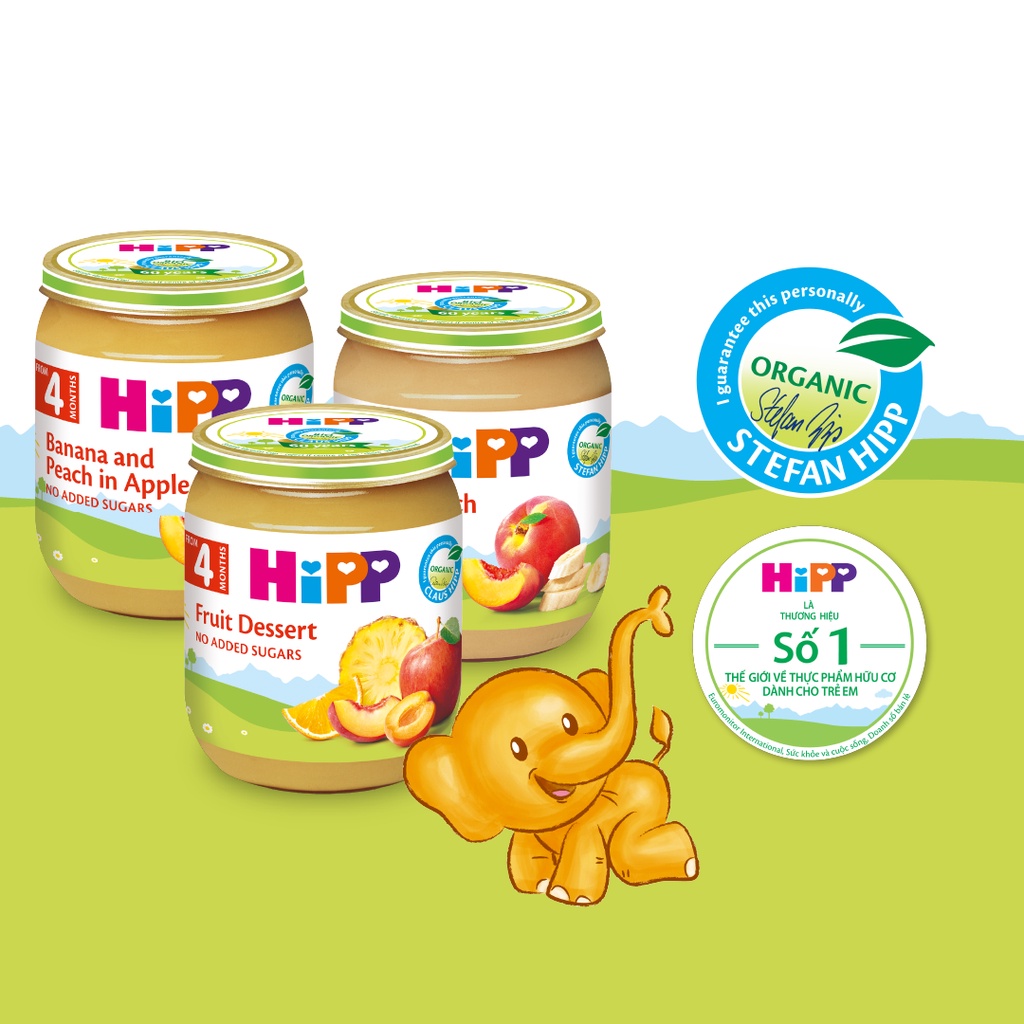 Dinh dưỡng đóng lọ ăn dặm HiPP Organic 125g  - Dành cho trẻ từ 4 tháng tuổi trở lên