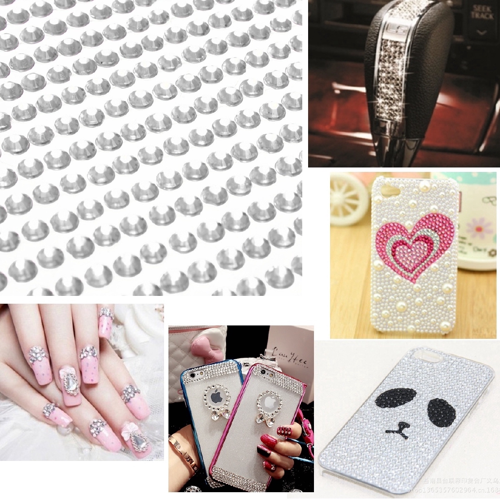 850Pcs 3mm Shining Crystals Rhinestones Car Decor Decal Styling Mobile Art Diamond Self Adhesive Sticker Flat Acrylic Drilling Stickers